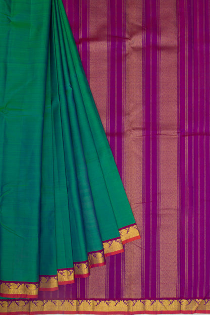 Kanchipuram Silk Plain Dark Green Saree