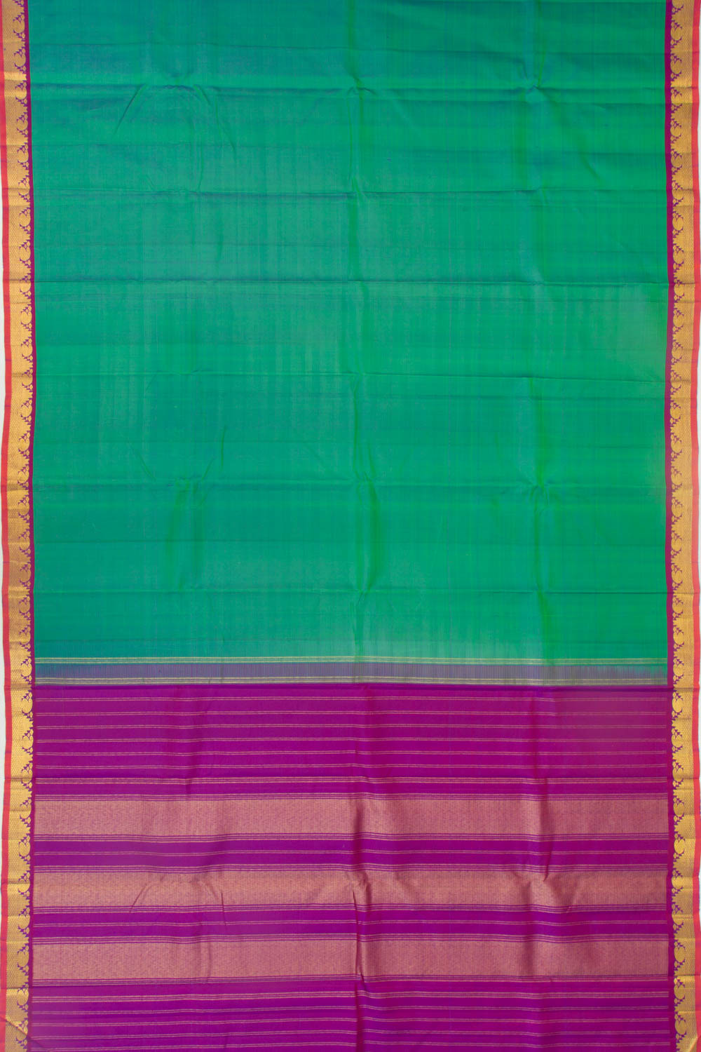 Kanchipuram Silk Plain Dark Green Saree