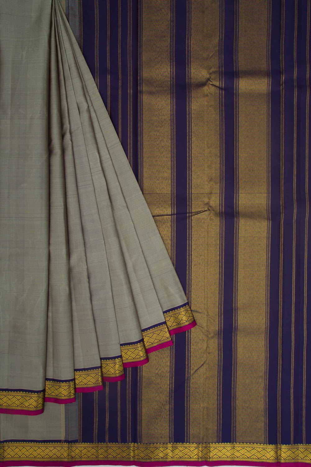 Kanchipuram Silk Plain Grey Saree