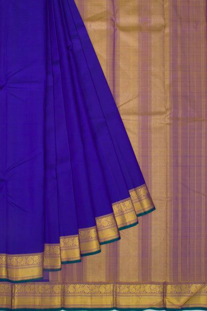 Kanchipuram Silk Plain Dark Blue Saree