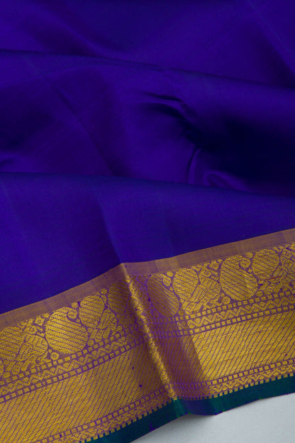 Kanchipuram Silk Plain Dark Blue Saree