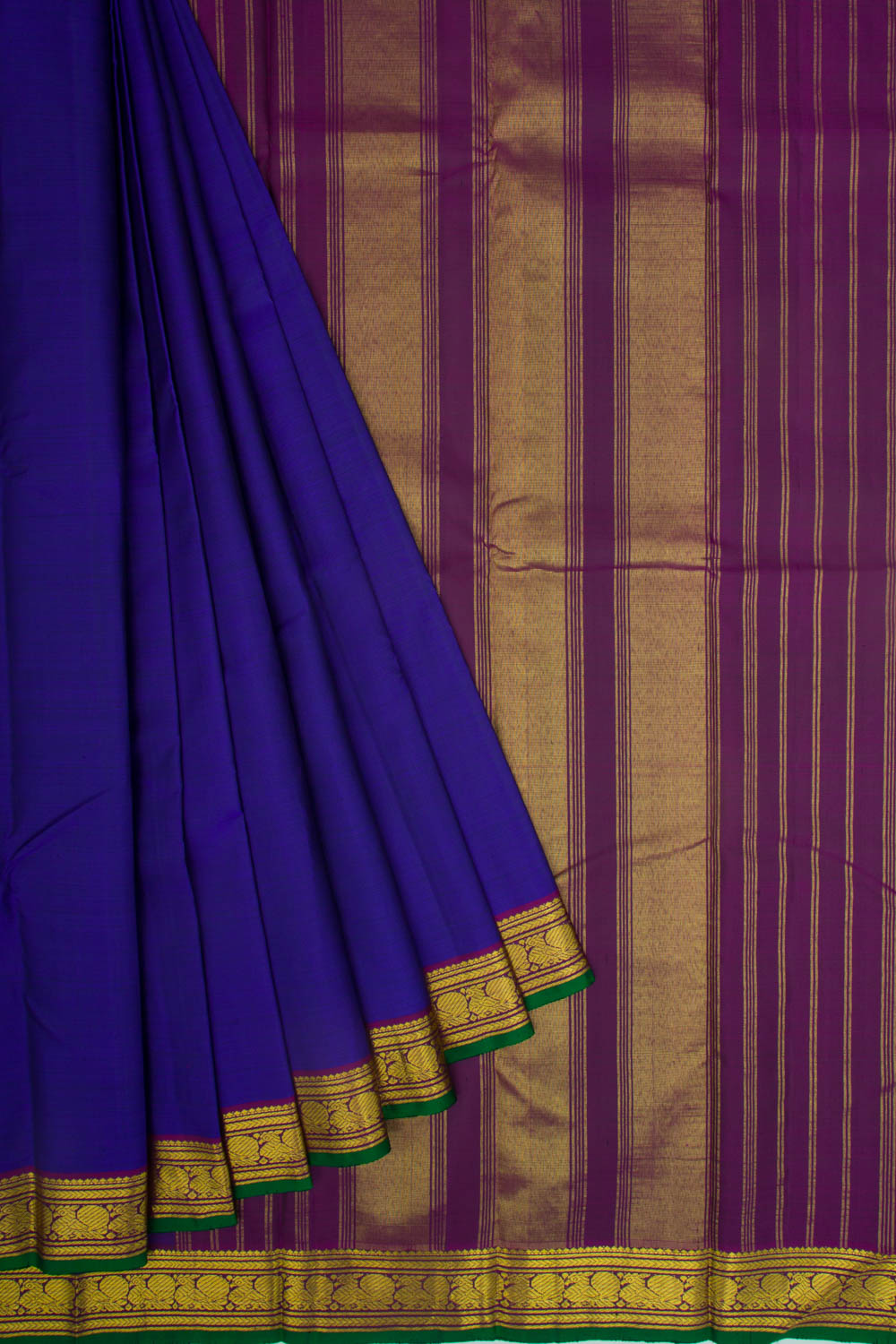 Kanchipuram Silk Plain Dark Blue Saree
