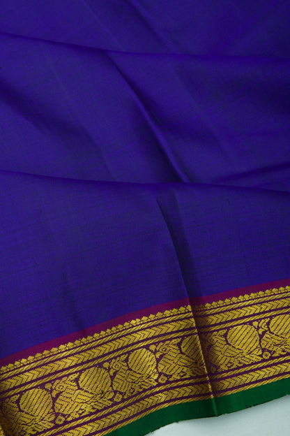 Kanchipuram Silk Plain Dark Blue Saree