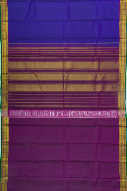 Kanchipuram Silk Plain Dark Blue Saree