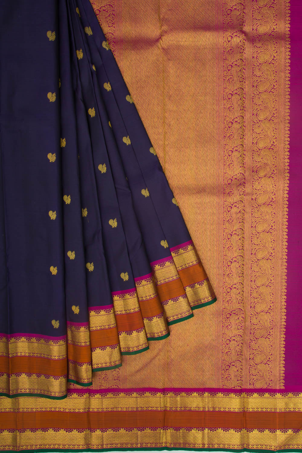 Kanchipuram Silk Butta Dark Blue Saree