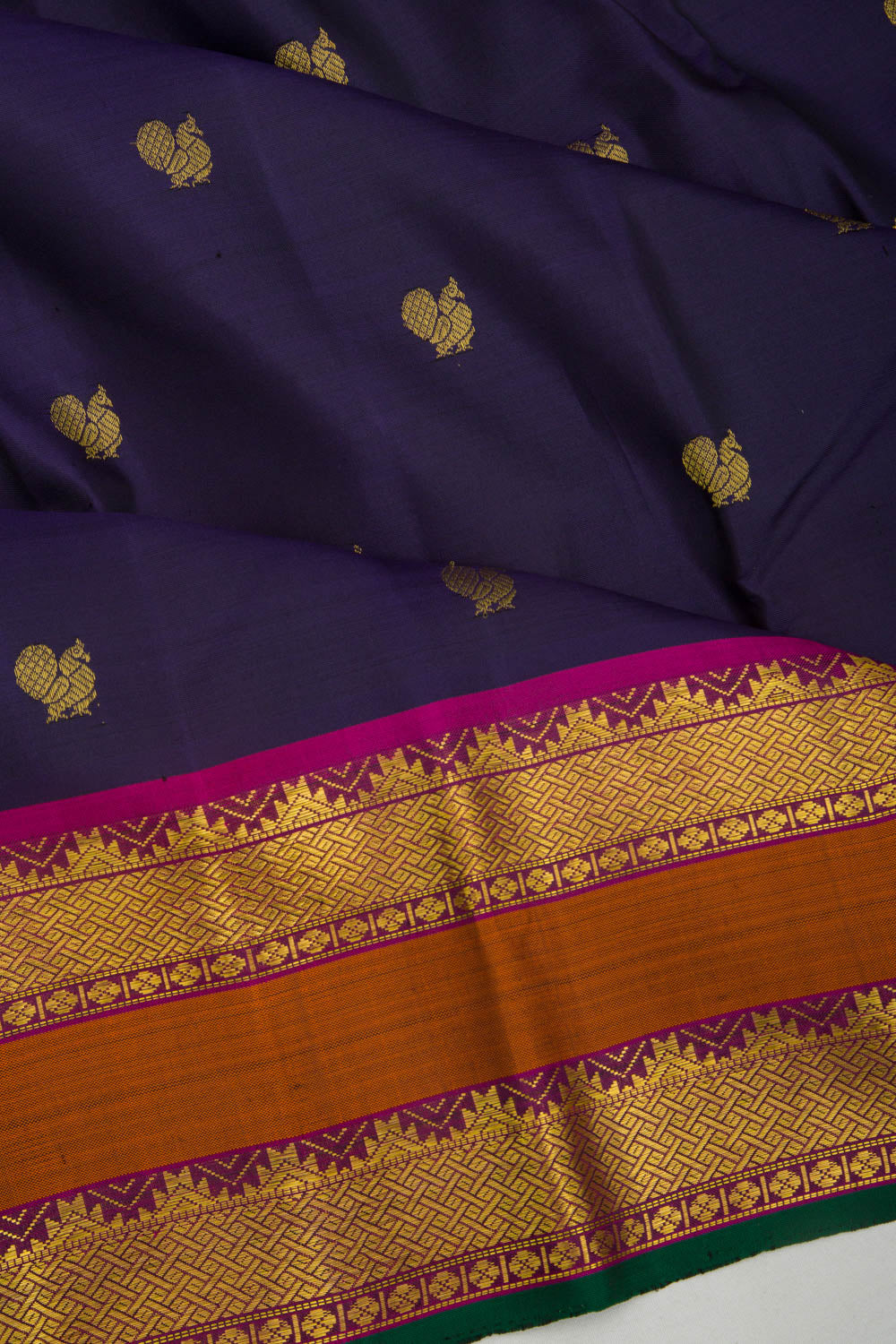 Kanchipuram Silk Butta Dark Blue Saree