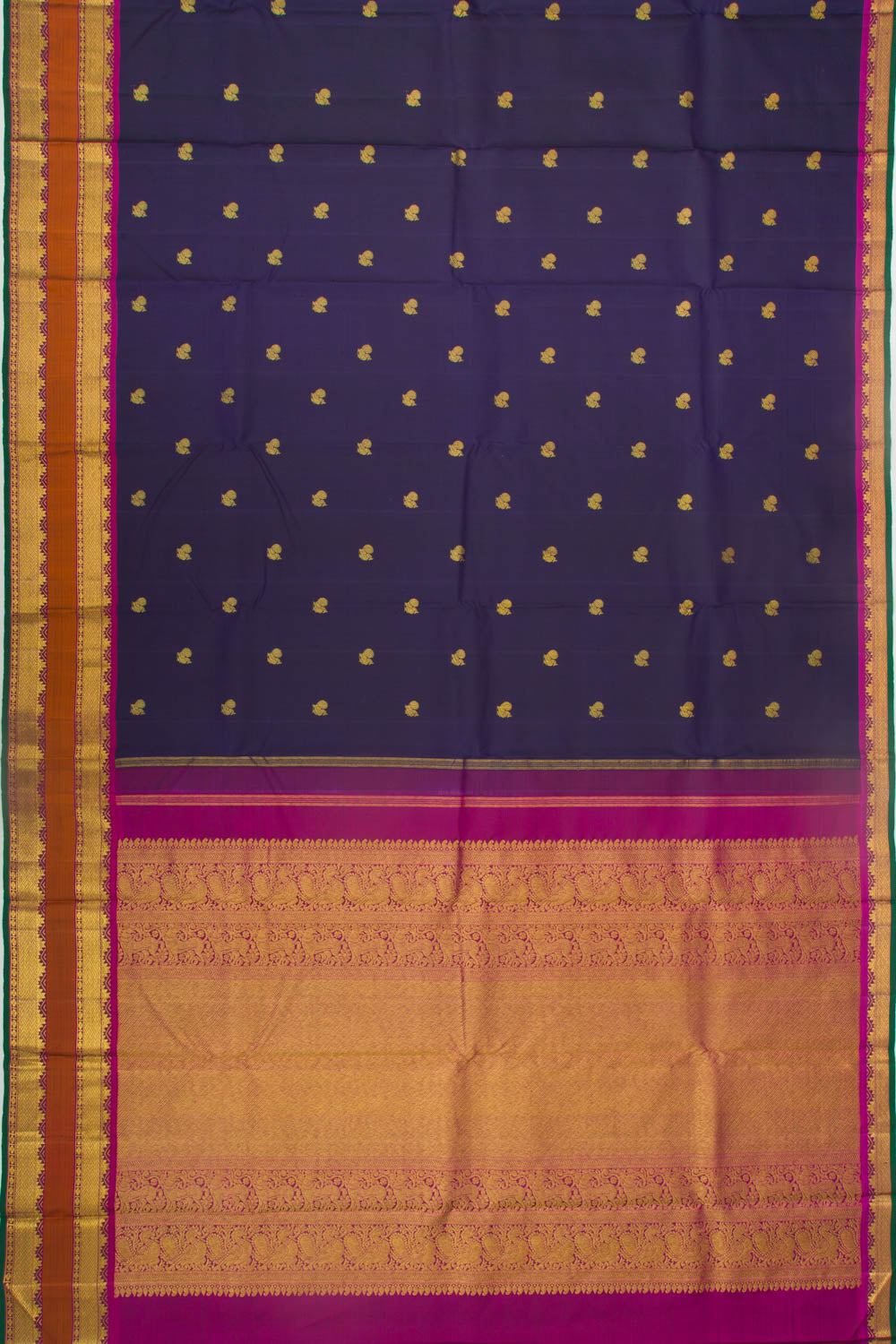Kanchipuram Silk Butta Dark Blue Saree