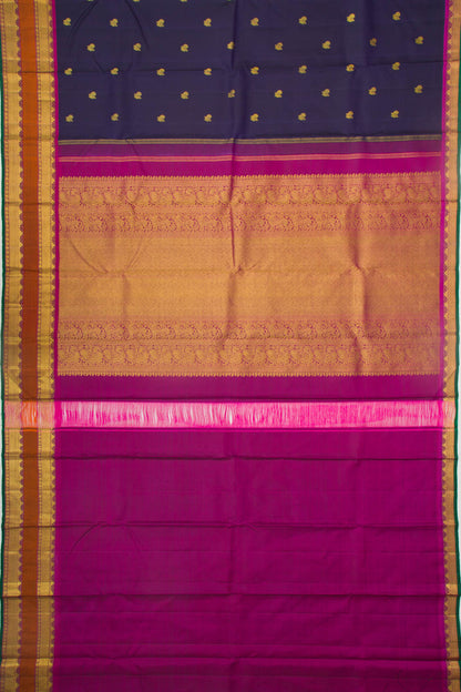 Kanchipuram Silk Butta Dark Blue Saree