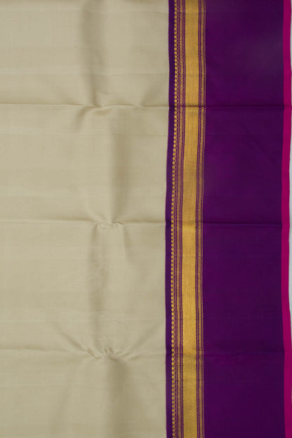 Kanchipuram Silk Plain Cream Saree