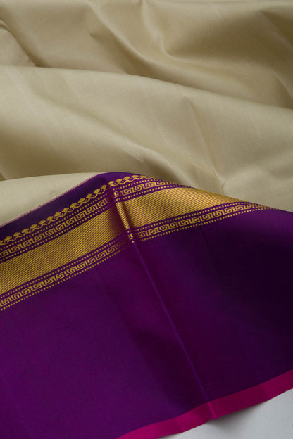 Kanchipuram Silk Plain Cream Saree