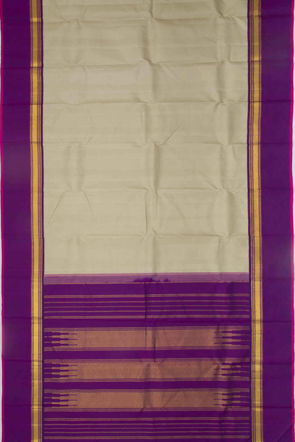 Kanchipuram Silk Plain Cream Saree