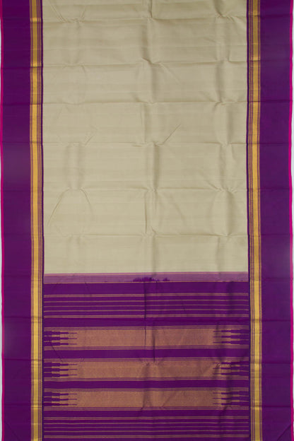 Kanchipuram Silk Plain Cream Saree