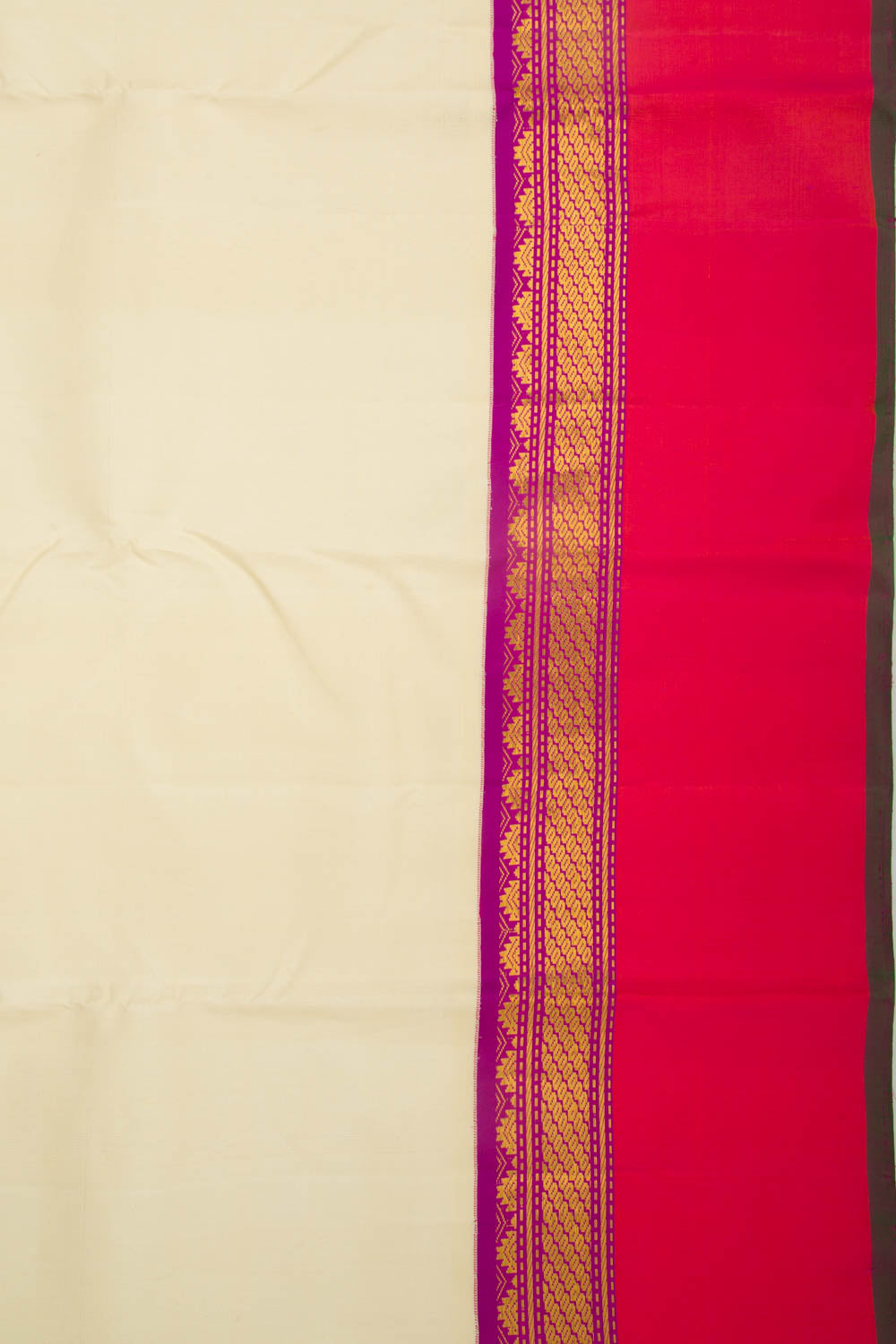 Kanchipuram Silk Plain Cream Saree