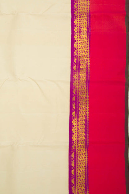 Kanchipuram Silk Plain Cream Saree