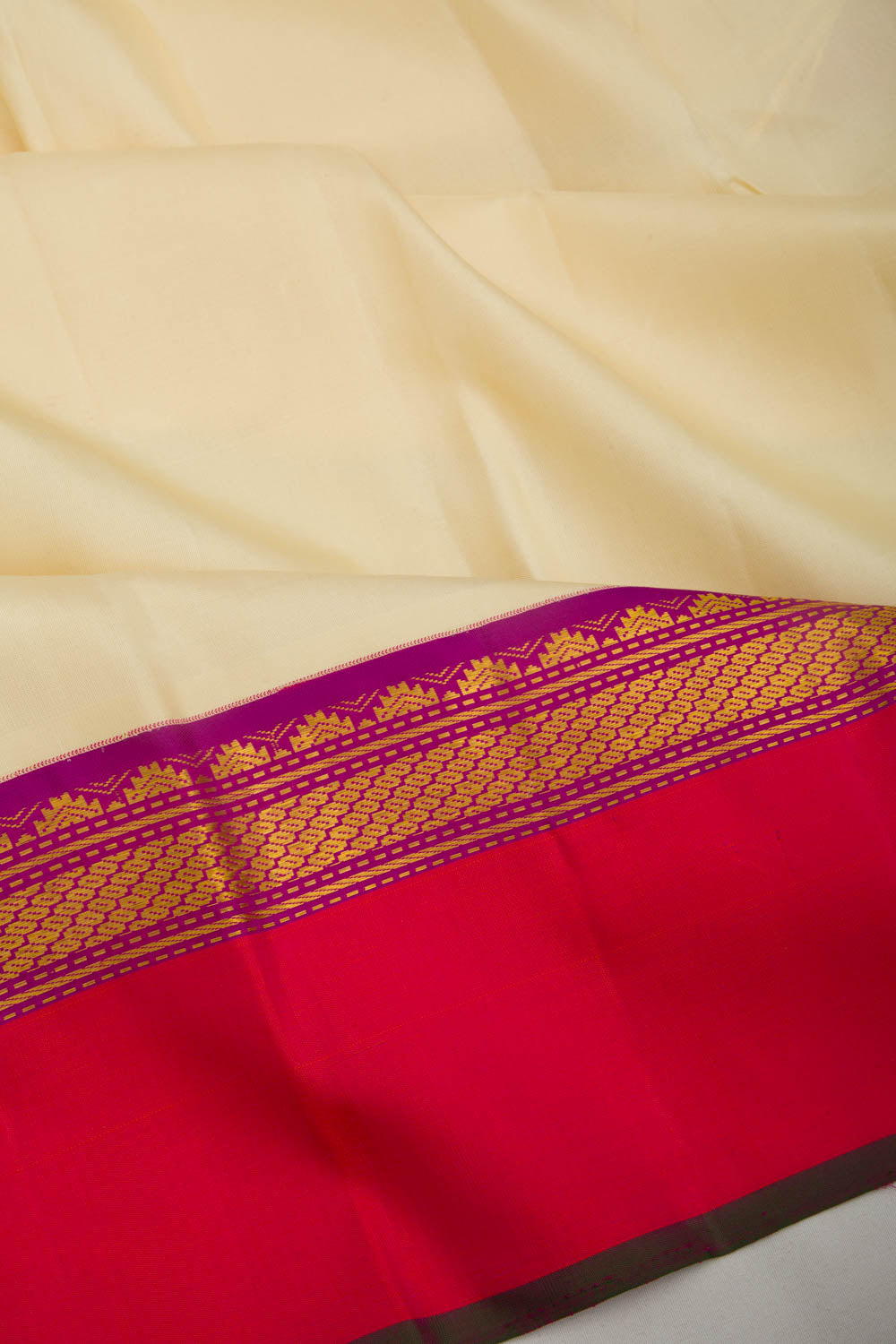 Kanchipuram Silk Plain Cream Saree