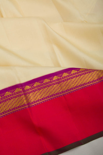 Kanchipuram Silk Plain Cream Saree