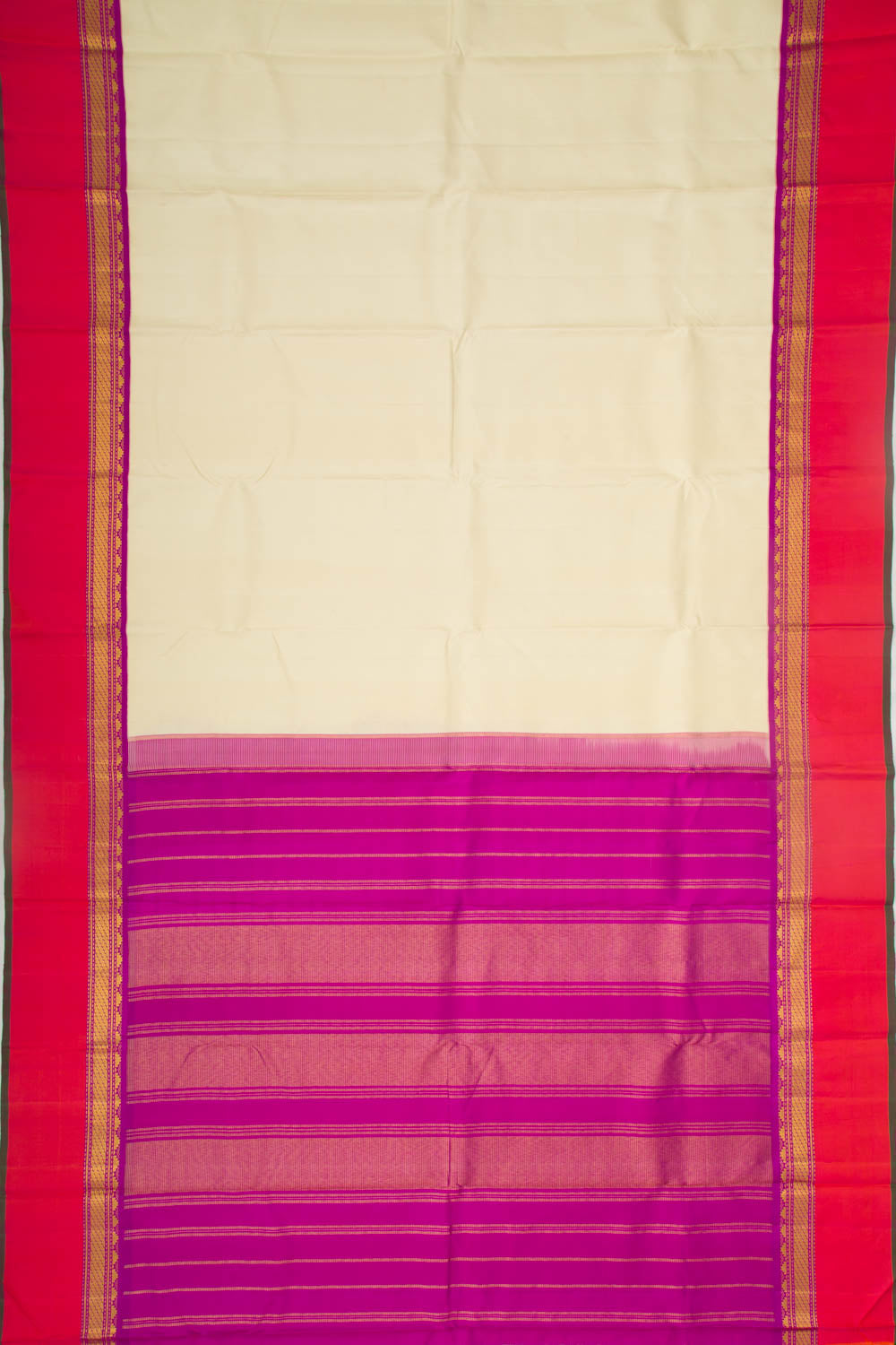 Kanchipuram Silk Plain Cream Saree