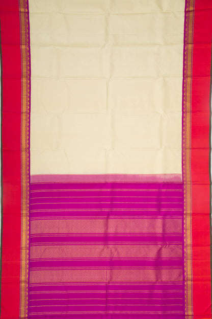 Kanchipuram Silk Plain Cream Saree