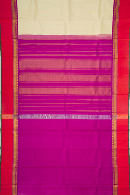 Kanchipuram Silk Plain Cream Saree