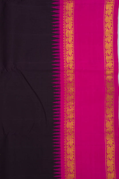 Kanchipuram Silk Plain Brown Saree