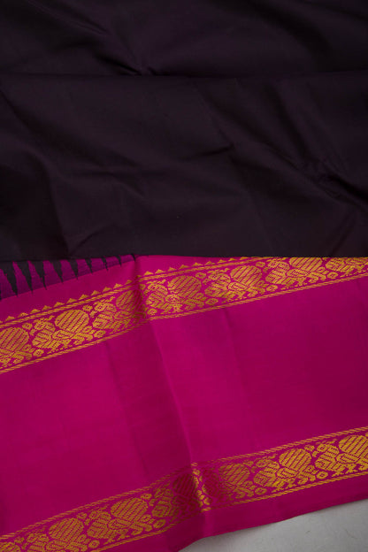 Kanchipuram Silk Plain Brown Saree