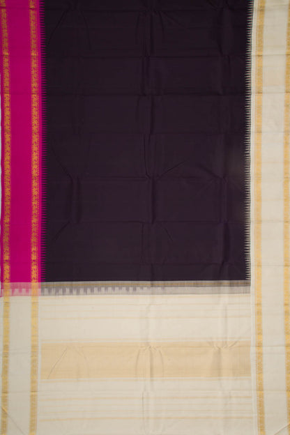 Kanchipuram Silk Plain Brown Saree