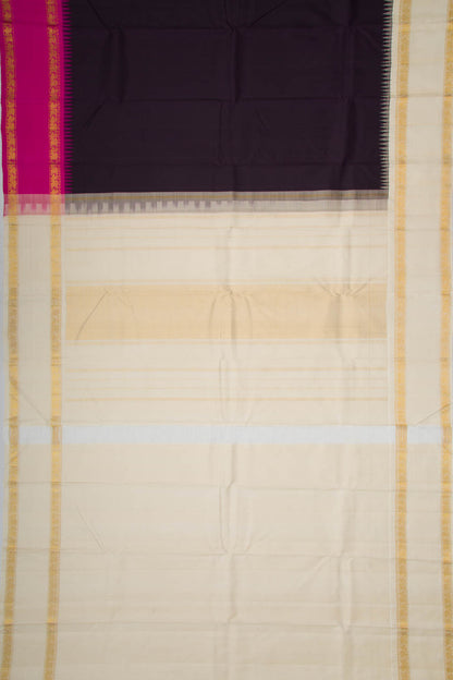 Kanchipuram Silk Plain Brown Saree
