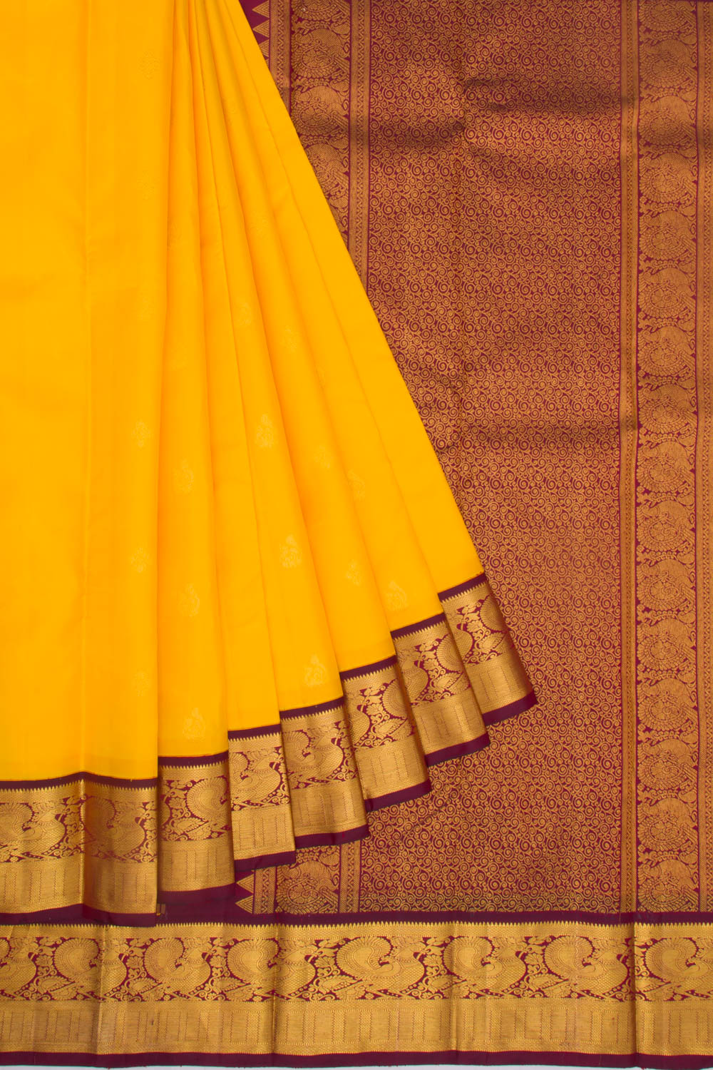 Kanchipuram Silk Butta Yellow Saree