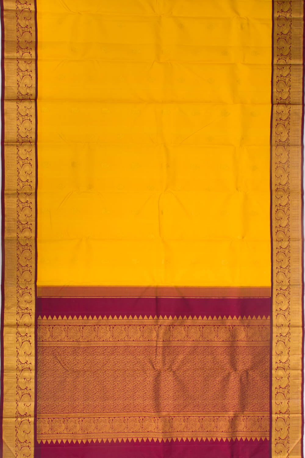 Kanchipuram Silk Butta Yellow Saree