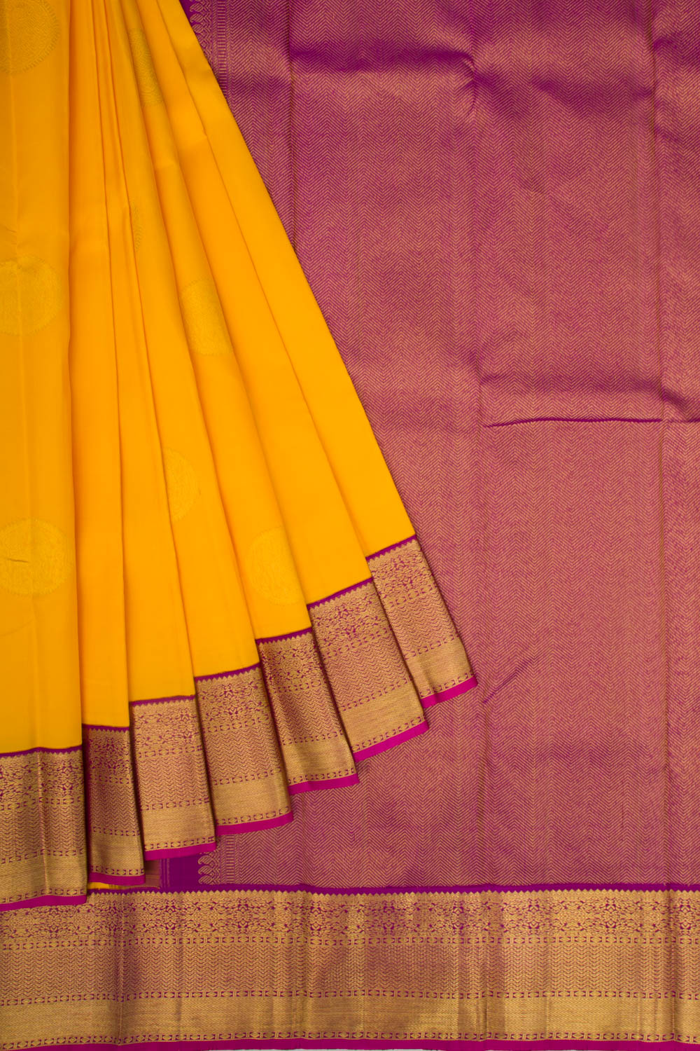 Kanchipuram Silk Butta Yellow Saree
