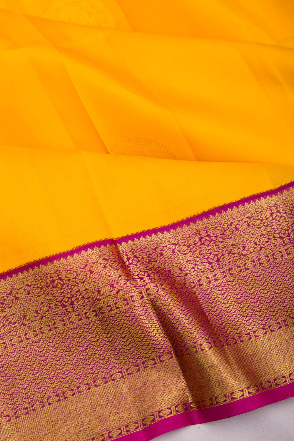 Kanchipuram Silk Butta Yellow Saree