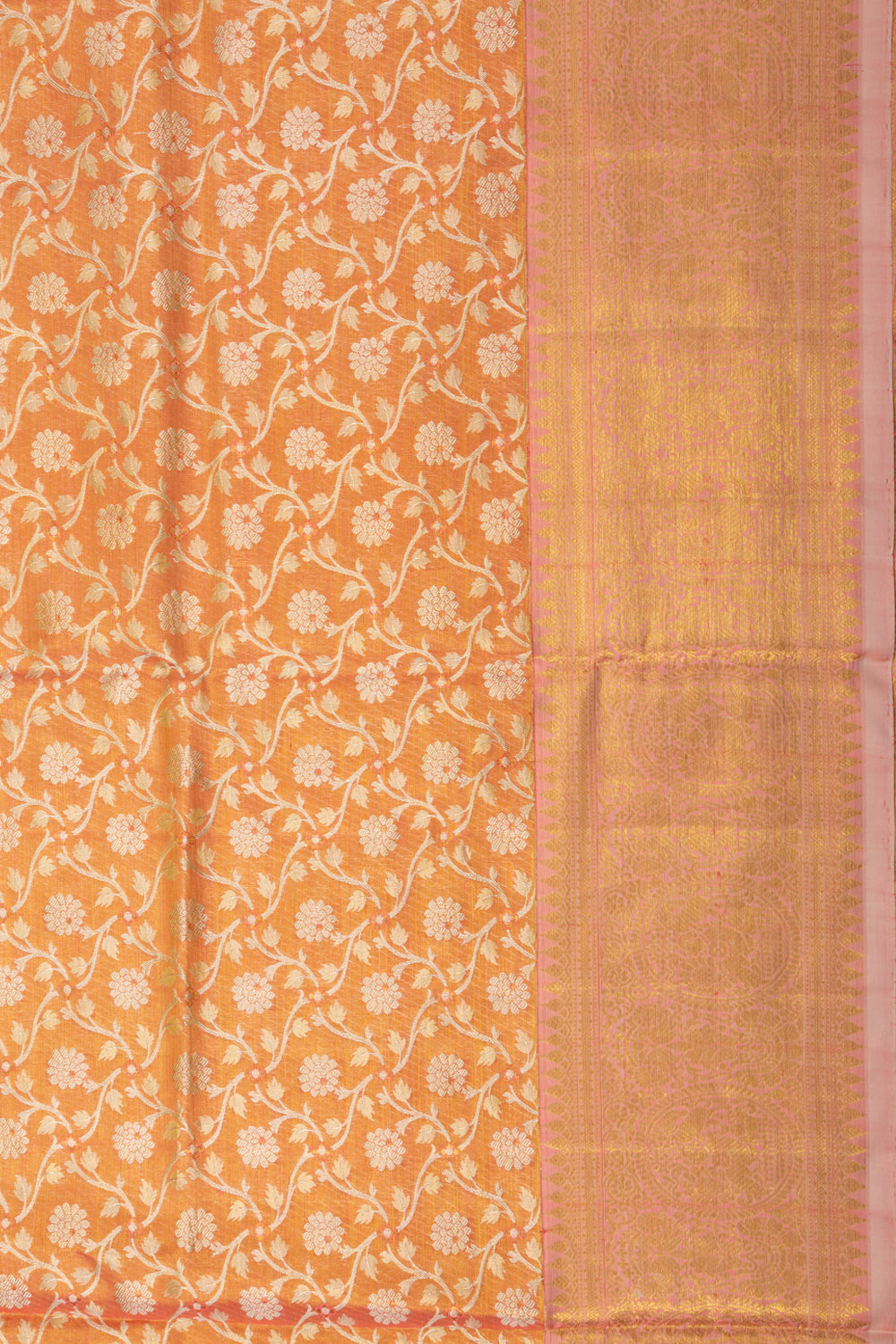 Kanchipuram Silk Tissue Jaal Orange Saree