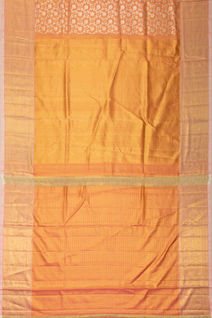 Kanchipuram Silk Tissue Jaal Orange Saree