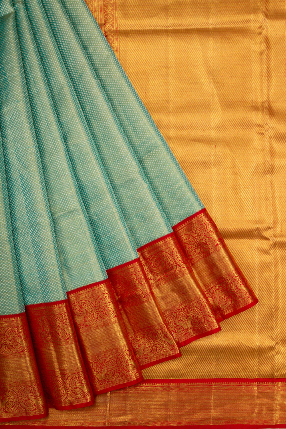 Kanchipuram Silk Tissue Brocade Sea Green Saree