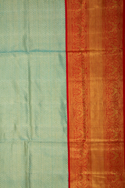 Kanchipuram Silk Tissue Brocade Sea Green Saree