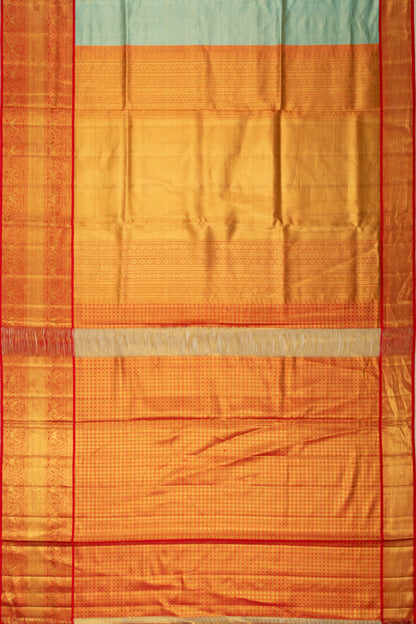 Kanchipuram Silk Tissue Brocade Sea Green Saree