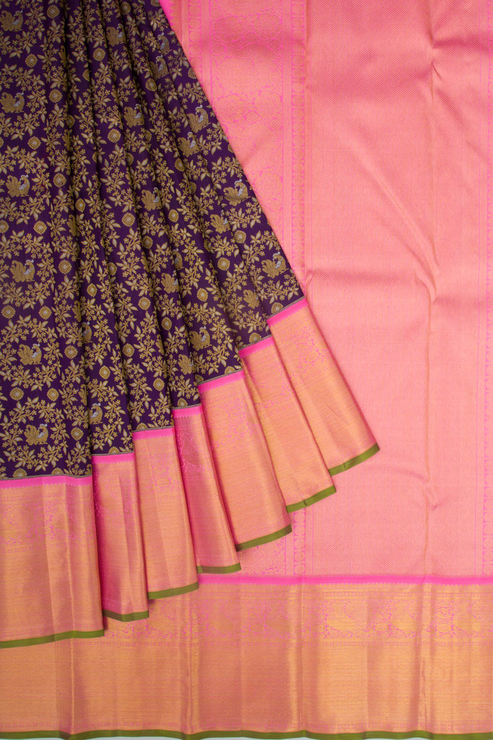 Kanchipuram Silk Brocade Dark Purple Saree