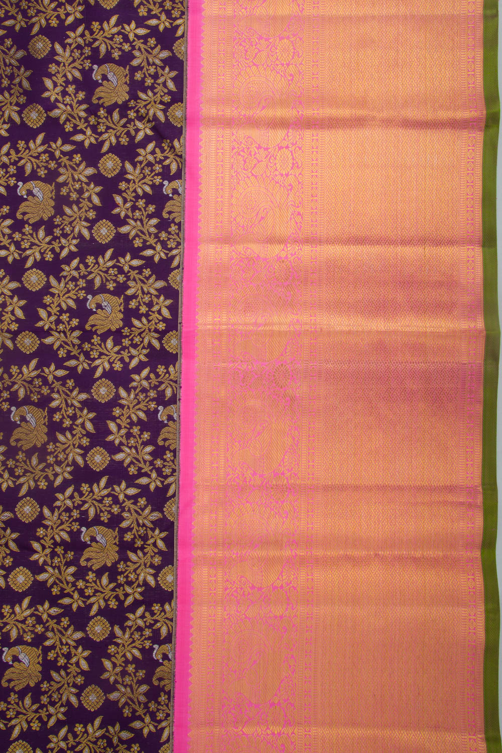 Kanchipuram Silk Brocade Dark Purple Saree