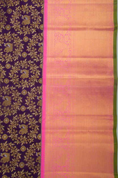 Kanchipuram Silk Brocade Dark Purple Saree