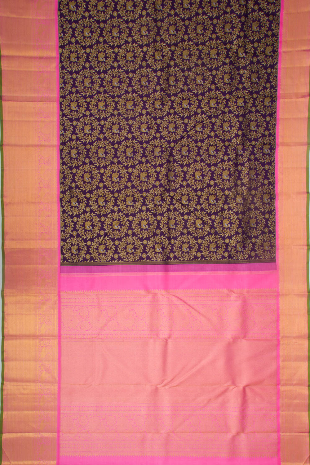 Kanchipuram Silk Brocade Dark Purple Saree