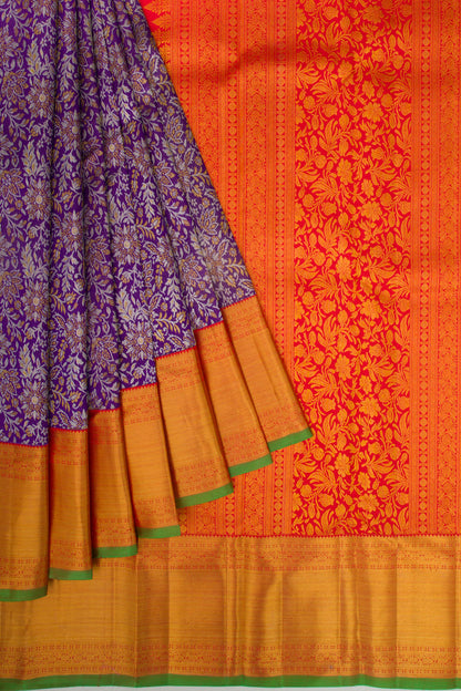Kanchipuram Silk Brocade Purple Saree