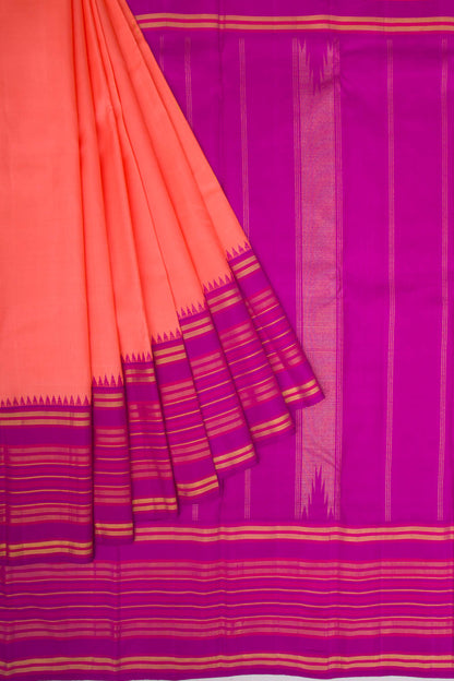 Kanchipuram Silk Butta Pastel Orange Saree
