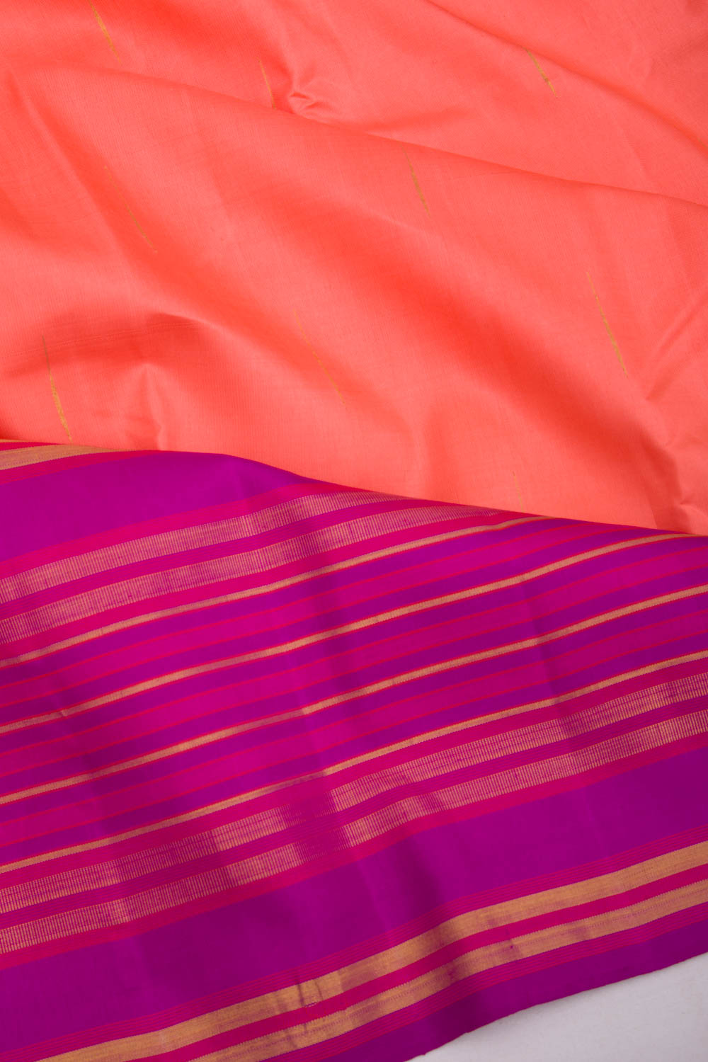 Kanchipuram Silk Butta Pastel Orange Saree