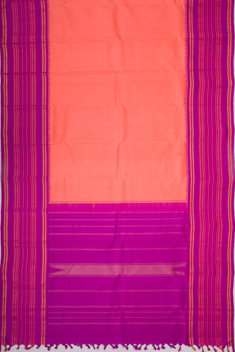 Kanchipuram Silk Butta Pastel Orange Saree