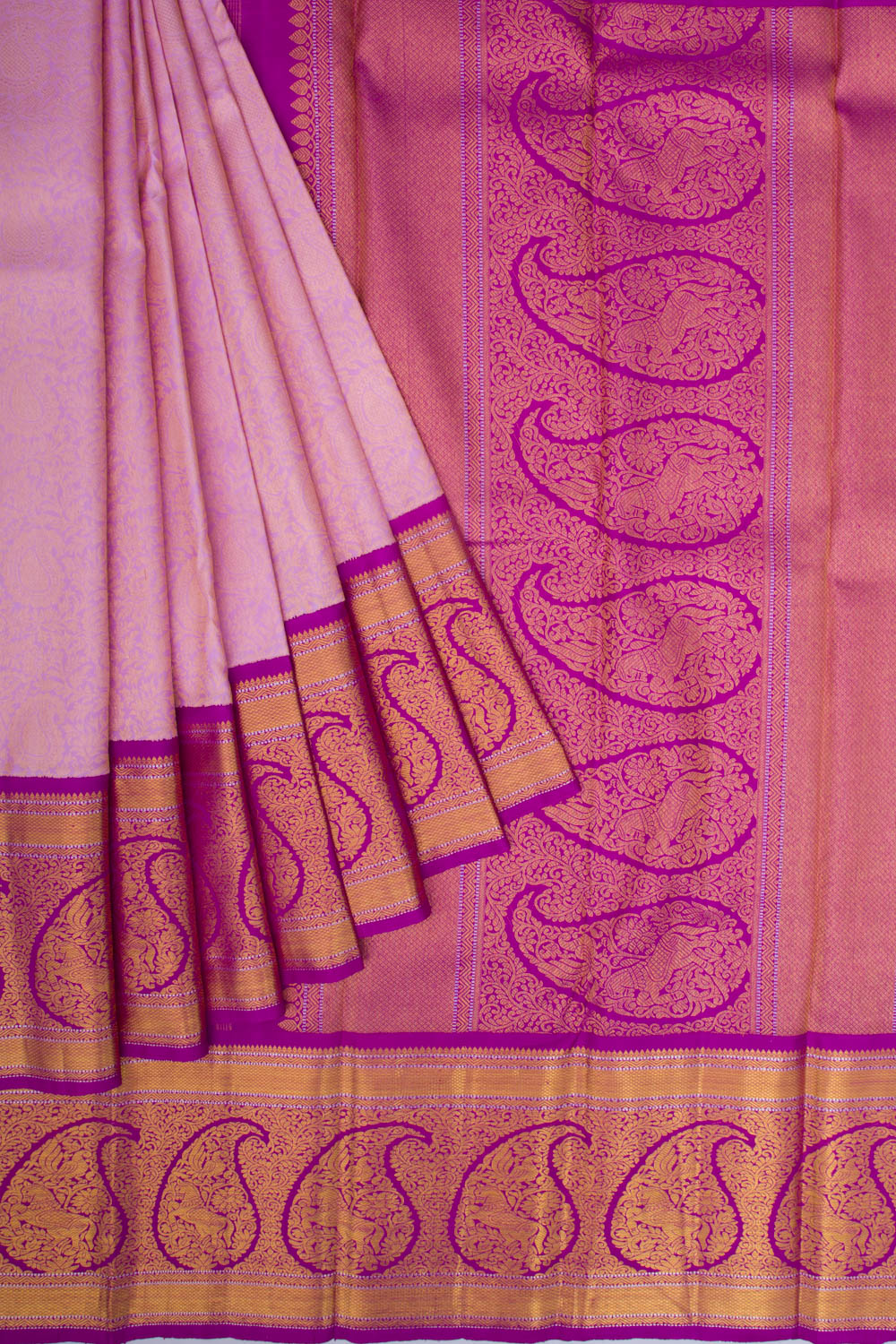 Kanchipuram Silk Jaal Lavender Saree