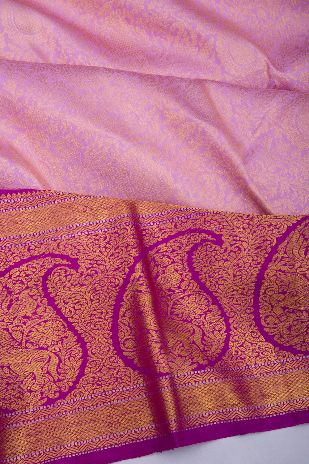 Kanchipuram Silk Jaal Lavender Saree