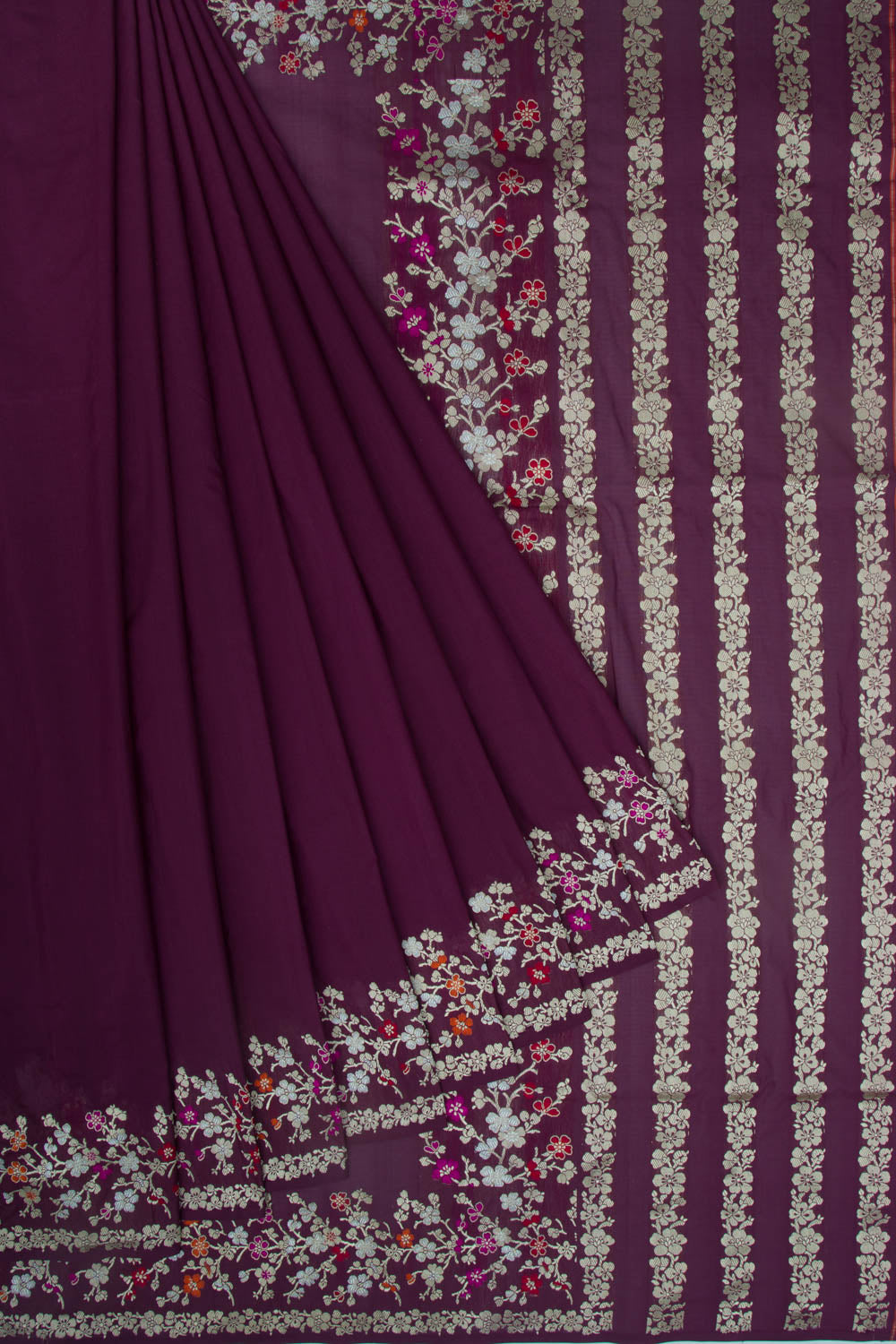Banarasi Silk Plain Purple Saree