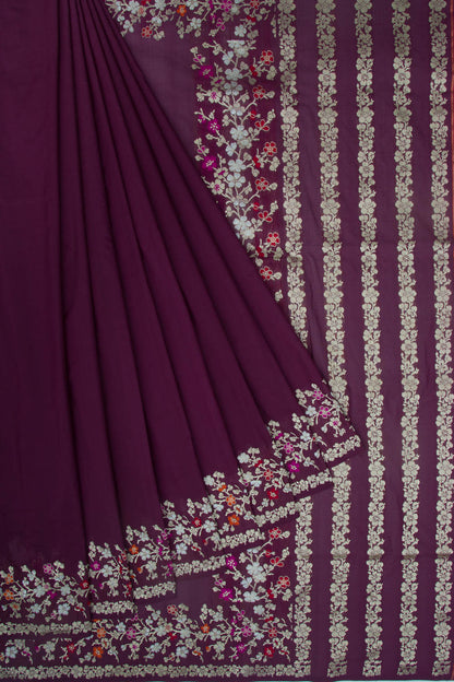 Banarasi Silk Plain Purple Saree