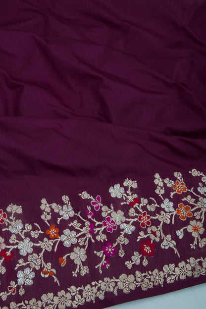 Banarasi Silk Plain Purple Saree