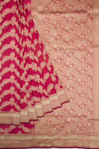 Banarasi Silk Jaal Red Saree